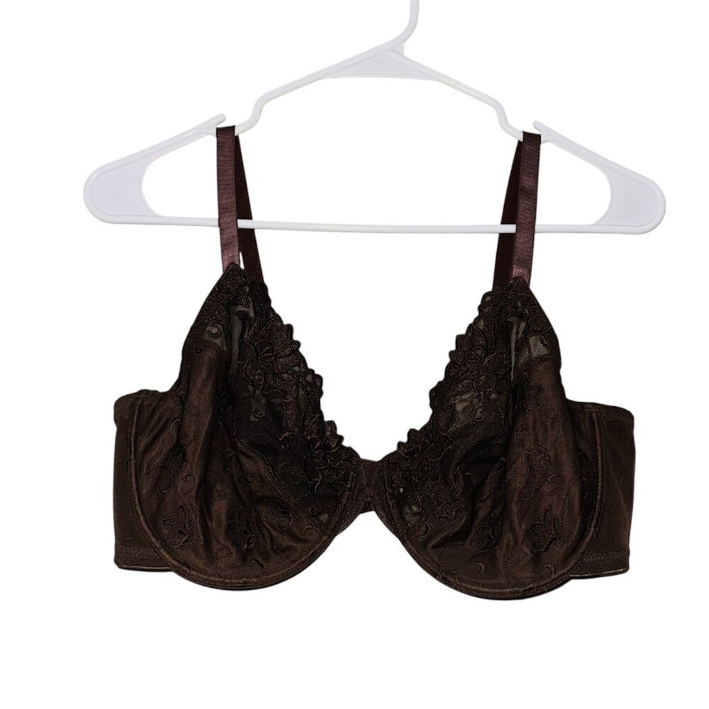 Wacoal Mesh Floral Brown Double Hook Bra